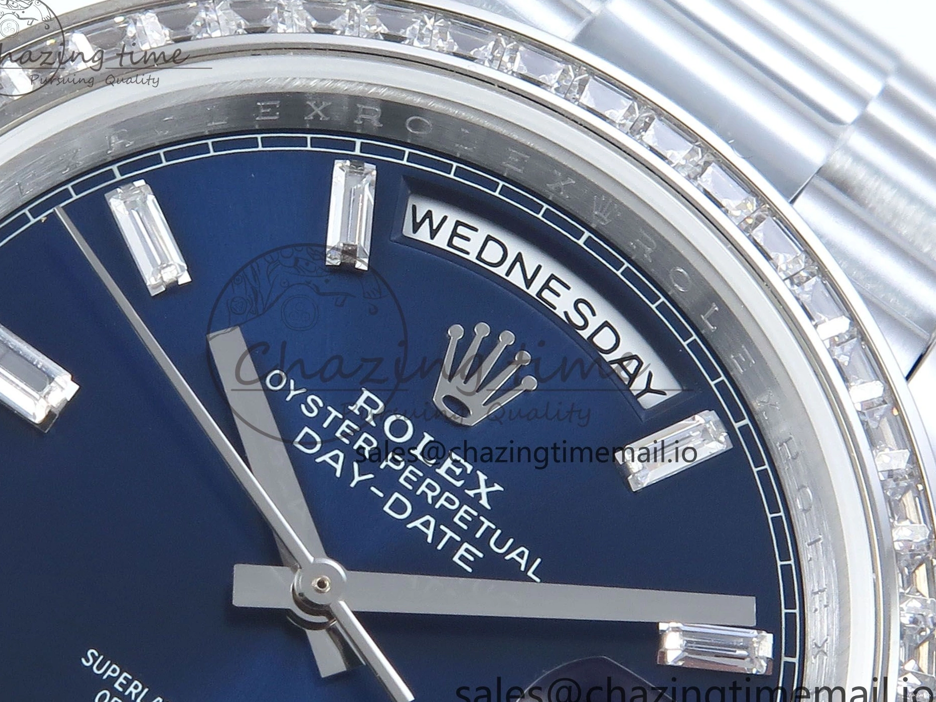 40 Blue Bezel Best 1:1 (Gain Weight) Diamonds Edition SS A2836 Crystal V5 DayDate Dial President Bracelet QF on 0310